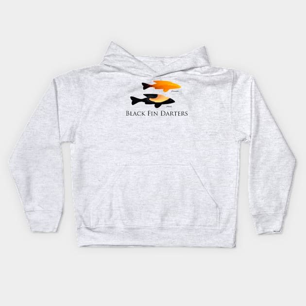 Black Fin Darters Kids Hoodie by Whisperingpeaks